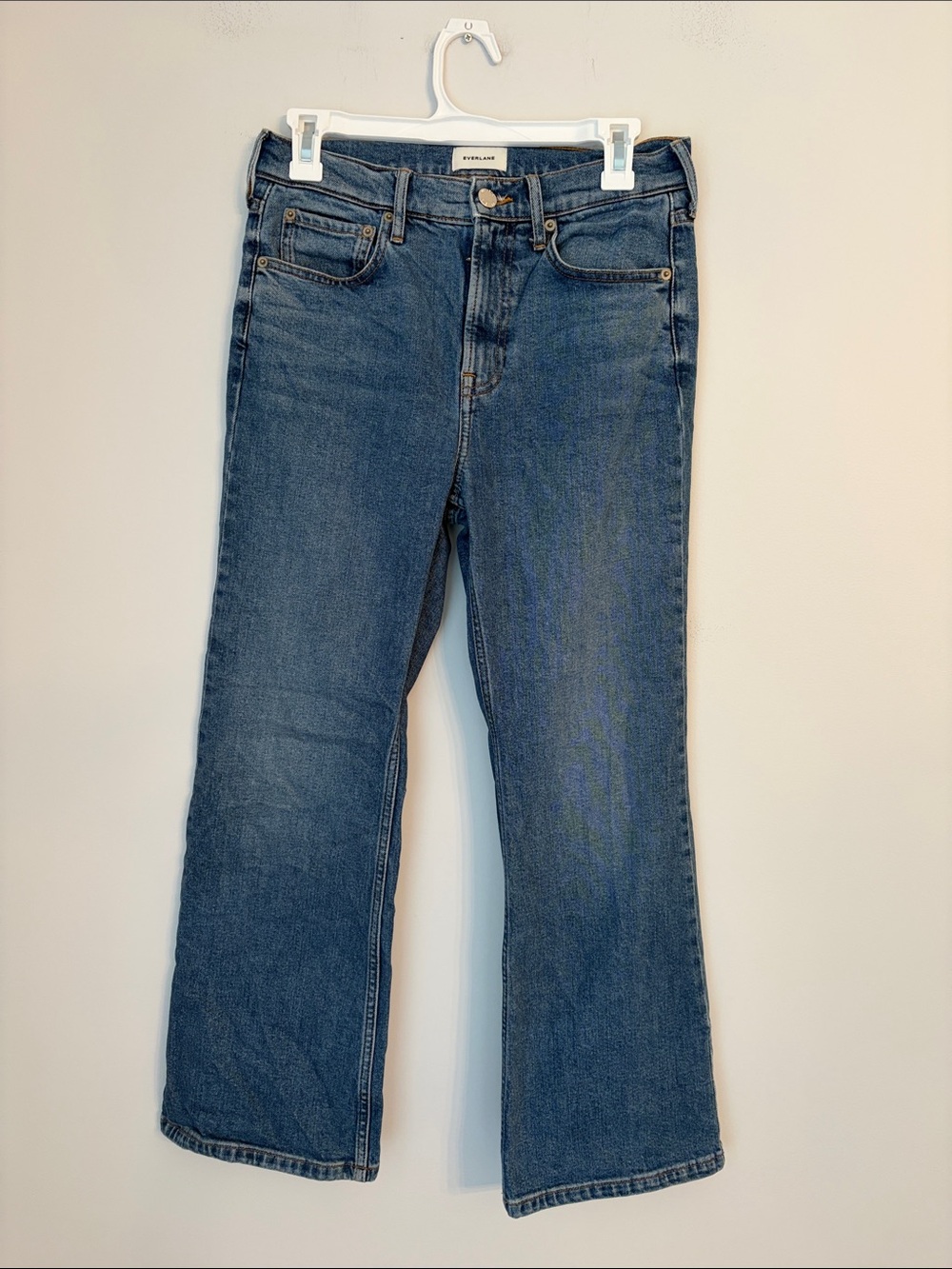 Everlane Cropped Kick Flare Organic Cotton Jeans in Medium Blue Denim Size 26 NW